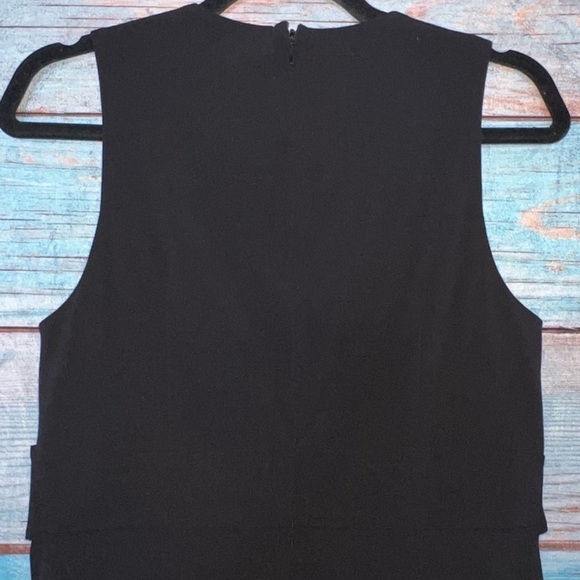 Cache Belted Dress 6 Black Sheath Button Design Sleeveless Gold Formal Office - Picture 8 of 11